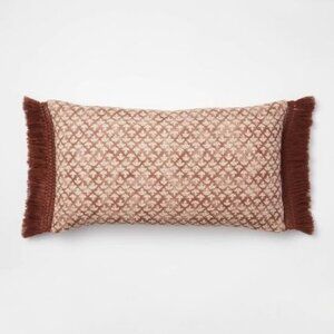New Oversized Mini Block Print Lumbar Throw Pillow Mauve/Cream Threshold Stu…